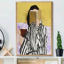 1pc Modern Oil Painting Poster With Warm Tones & Striped Clothing, For Living Room, Bedroom, Office, Cafe, Bar, Patio, Holiday Birthday Gift, Wall Art Decor, Flat, Perfect For Room Decor,No Frame