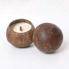 1/3pcs, 3.9 X 2.8 Inch Coconut Shell Candles, 1pc Handmade Poured Coconut Bowl Candle - Pineapple Papaya Scented, Dual Layer Wax Blend, Soy Wax Scented Candle, Wooden Wick