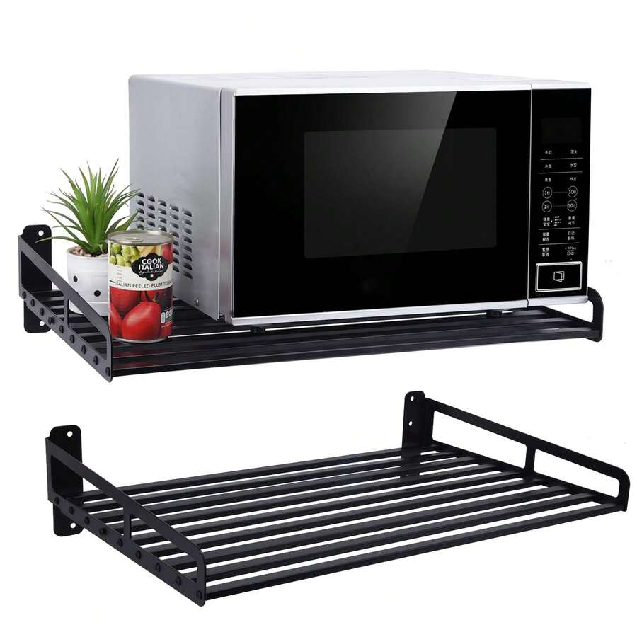 Microwave Shelf Wall Mount, Microwave Wall Shelf, Microwaves Shelfs, Household Commercial Microwave Rack, Heavy Duty Wall Shelfs For Electric Oven Microwave 23.5 X 15 Inch - 黑色 - 查看 1