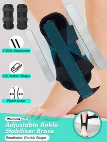 1pair- Adjustable Ankle Stabilizer Brace, Pressurize Stabilizing Stirrup Splint, Ankle Support, Ankle Brace Bandage Straps, One Size Fits Most - For Men & Women-Black (Small/ Medium/ Large) Anklet Gym Accessories - Black - View 3
