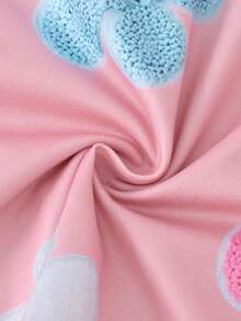 Toddlers Loose 3D Flower Pattern Short Sleeve Top, Summer - Pink - View 6