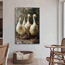 1 pièce Peinture à l'huile de style abstrait rétro classique moderne avec thème animalier - Oie blanche Impression sur canevas, Œuvre d'art murale moderne, Décoration murale classique moderne, Convient pour la décoration de bureau, couloir, chambre à coucher, bar, salon, décoration murale, décoration d'intérieur et décoration de pièce. Un cadeau de décoration d'intérieur idéal, dans un style sombre et académique, adapté à la période de la Renaissance