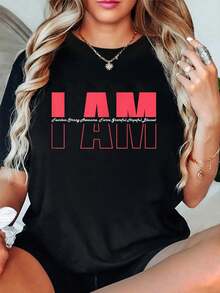 I Am Fearless Strong Awesome Fierce Grateful Hopeful  T-Shirt Summer Outfits For Women T Shirts Women Graphic Tees Women - Black - View 1