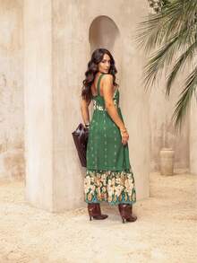 Vestido Longo Feminino Alcinha Super Luxuoso - Verde Militar - Visão 2