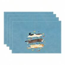 1/4/6/8/12 Stück bedruckte waschbare Tischsets aus Leinen, Oberflächenschutzmatten, Tischsets für Innen und Außen, geeignet für Feierlichkeiten, Küchen- und Esszimmerdekoration