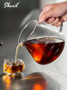 shoxil 2 Stücke/Set, Kaffeefilter Set, Glaskaffeetopf und Filterkanne mit Bambusständer, Glaskaraffe und Kaffeefilter, Tropfkaffeemaker Set für Zuhause oder Büro, 1-4 Tassen