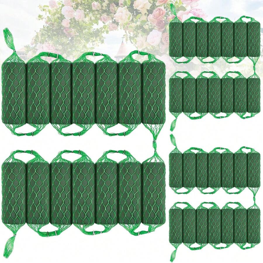 14 Packs Green Floral Foam Garland Flower Sponge Blocks Kit Durable Absorption Flowers Holder Arch Door Tabletop Arrangement For Home Wedding Outdoor Decoration - Green - View 1