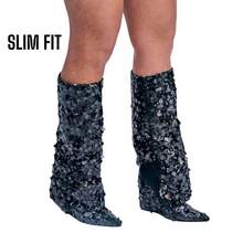 Ladies Knee High Smart Legs Boot Stretch Elastic Gusset Zip Buckle Warm Winter Shoes Women Footwear - BLACK SPARKLE - View 2