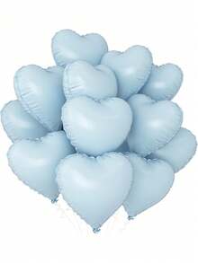 5/10pcs Light Blue Heart Shaped Balloons, Blue Heart Foil Balloons, 18 Inch Light Blue Helium Balloons, Suitable For Baby Shower, Birthday, Anniversary, Wedding Party, Mother's Day And Other Occasions - Blue - View 8