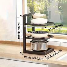 1pc Adjustable Floor Standing Pot Lid Organizer Rack, Kitchen Storage Shelf - Multicolor - View 14