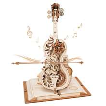 Robotime Rompecabezas 3D de piano y violonchelo mágico de Robotime para adultos, rompecabezas 3D de madera para adultos, rompecabezas de caja de música de madera para armar, regalo de Navidad y cumpleaños, kits de construcción para aficionados.