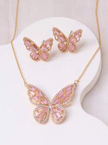1 Set Middle Eastern Fashion New Exquisite Butterfly Jewelry Set For Women, Suitable For Daily, Party And Gathering Wear - Necklace Set - View 7