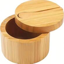 Pote para Temperos de Cozinha com Tampa Magnética Giratória, Caixa de Temperos de Madeira Maciça, Recipiente de Temperos Domésticos