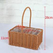 手工编织花篮插花篮礼品装饰篮提手野餐编织篮杂物收纳盒婚礼花童 - 彩色 - 查看 14