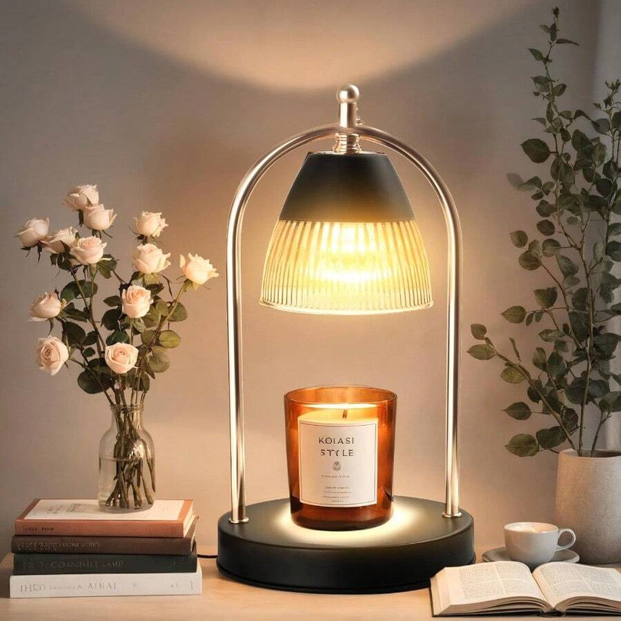 GEEZO Fragrance Candle Warmer Lamp,Electric Candle Warmer With Timer & Dimmer,Mom Christmas Birthday Gifts For Women, House Warming Gifts New Home Bedroom Decor - 黑色03 - 查看 1