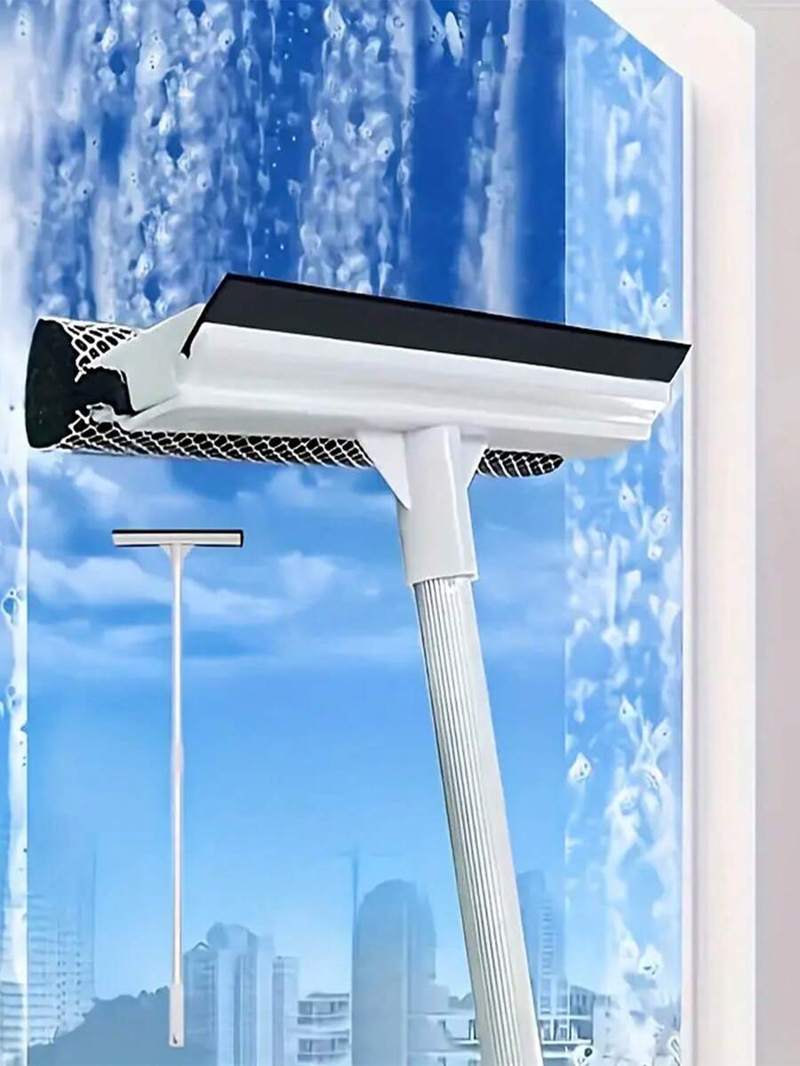 1 件装多用途刮水器、二合一伸缩玻璃刮水器、长柄双面窗户玻璃地板清洁刮刀、窗户水刷、厨房水刮器、汽车挡风玻璃刮刀、家用刮刀工具、清洁用品、清洁工具 - 彩色 - 查看 1