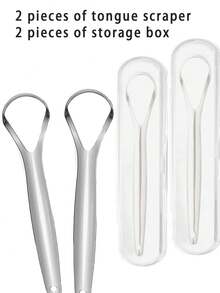 舌苔清洁器，用于清洁舌头和消除口臭。不锈钢舌刮器，带收纳盒，通用口腔卫生工具 - 彩色 - 查看 13