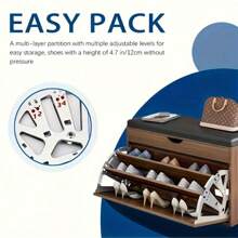 2 3-Layer Flip Shoe Cabinet Accessories - Concealed Stainless Steel Shoe Rack, Concealed Design, Thick Structure, White, Thickened Structure, Hidden Page Turning Rack, For Organizing Shoes, Independent Support, Closed Storage Capacity <3.2 Cubic Feet, Shoe Organization | Modern Shoe Rack | Shoe Rack, Shoe Storage Cabinet, Shoe Storage Cabinet, Shoe Organization Rack-1PC