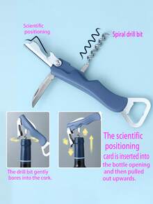 Customized Laser Engraved Wine Bottle Opener, Multifunctional Beer Bottle Opener, Bar Tool Suitable As Gift For Father's Day, Friends - Multicolor - View 5