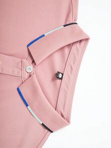 Men's Casual Business Polo Shirt, Short Sleeve, Turndown Collar, Summer - Pink - View 5