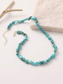 1 colar elegante com contas de pedra natural em formato irregular, adequado para uso diário, festas e férias. Pequenas diferenças na cor, tamanho e formato da pedra natural são normais.
