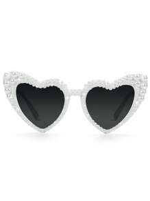 1pc Heart Bachelorette Gifts Vintage Faux Pearl Heart Decorative Party Glasses Bridesmaid Gifts For Bridal Shower Photo Props Wedding Bachelorette Party Favors