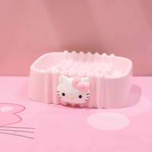 Sanrio Savon Sanrio pour le porte-savon Hello chat, plats à savon rose chat chat, drainage antidérapant, boîte à savon de voyage et de maison, accessoires de salle de bain pour la rentrée scolaire