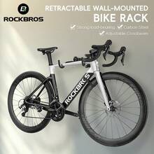 ROCKBROS Double Hook Folding Wall Mounted Bicycle Storage Rack Bicycle Hanger Holder Fitting Screws Foldable And Adjustable Bicycle Rack 360°Bicycle Hanger With Helmet Hook MTB Road Bike - Black - View 2