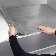 耐热防水自粘厨房防油墙贴铝箔橱柜壁纸墙面装饰房间装饰贴纸墙纸墙贴厨房配件厨房用品厨房装饰 - 銀色 - 查看 1