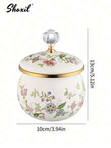 shoxil 1件搪瓷咖啡壶花卉图案手冲壶1.2L大容量咖啡壶手柄壶咖啡壶窄口油壶煮茶壶家用煮茶壶适用于电炉燃气煮咖啡或茶