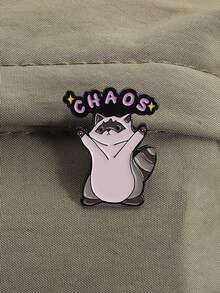 1 件浣熊和报纸印花休闲锌合金时尚卡通浣熊胸针，多功能金属珐琅创意独特设计小翻领别针、背包或服装日常配饰学校 - 彩色 - 查看 7