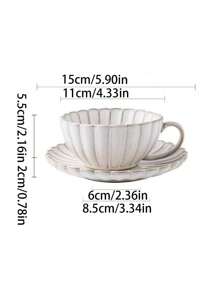 1 Set European Vintage Ceramic Coffee Cup & Saucer, High-Aesthetic Petal-Shaped Mug & Butterfly, Afternoon Tea Set, Beautiful & Practical, Cups & Saucers Can Be Used As Storage Trays, Suitable For Brewing Coffee, Making Tea, Daily Use, Coffee Shop And More Scenarios Back To School