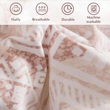Boho Comforter Set 8 Pieces All Season Reversible Bed In A Bag Lightweight Soft Bedding Breathable Warm Brown 90X90 - 藕粉色 - 查看 6