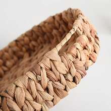 1 Piece Water Gourd Round Straw Storage Basket Desktop Snack Tray For Snacks And Cosmetics - Beige - View 3