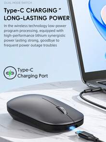 Ratón inalámbrico recargable Bluetooth ultradelgado de doble modo, compatible con tabletas y portátiles, silencioso para uso en la oficina de negocios - Multicolor - Ver 9