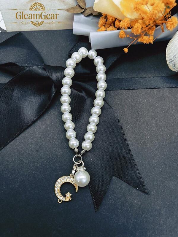 1 Piece Pearl Bracelet Star And Moon Pendant Set Keychain Pendant, Detachable, Unique Gift