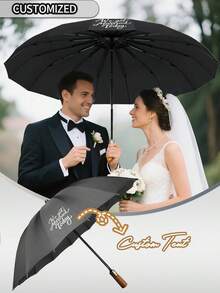[Minimum Order Quantity: 1pc] 10-Rib Dual-Canopy Automatic Windproof Umbrella | Hardwood Handle Business Umbrella For Rain And Shine | Customizable Logo/Text/Image | Reinforced UV-Resistant Compact Umbrella Summer Cooling,Beach,Travel