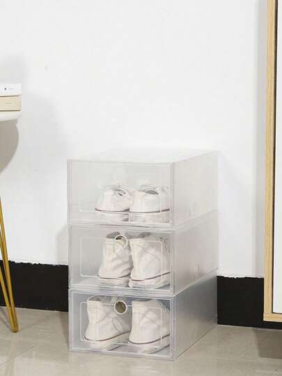 1pc Shoe Box, New Thickened Storage Box With Lid, Transparent Simple Plastic Shoe & Miscellaneous Storage Box