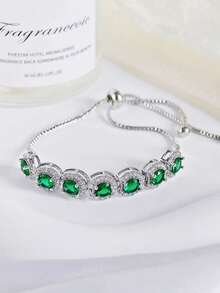 MOONSO 1 件优雅奢华女士派对/节日礼物手链，采用精致珠宝镶嵌设计，S5243 - 綠色 - 查看 2