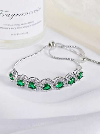 MOONSO 1 件优雅奢华女士派对/节日礼物手链，采用精致珠宝镶嵌设计，S5243