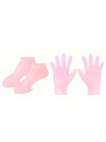 2 paires Ensemble de chaussettes et gants en silicone pour le rajeunissement des mains et des pieds. Gants et couvre-pieds pour favoriser l'absorption des lotions pour le corps