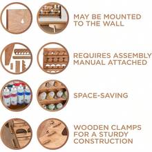 Vallejo Paint Rack Organizer With 72 Holes For Miniature Paint Set Wallmounted Wooden Craft Paint Storage Rack Craft Paint Holder Rack 16x5.2x12.6 Inch Brown - Wooden - View 5