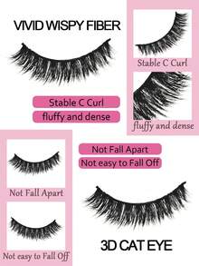 10对自然假睫毛蓬松柔软戏剧性3D眼睛短而浓密的假睫毛黑色细长睫毛3D睫毛纤长纤细睫毛 - 濃密款 - 查看 3