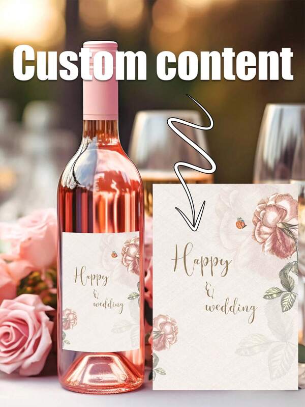 Etiqueta personalizada para botella de vino, etiqueta impermeable con logo personalizado para decoración de fiesta de cumpleaños, compromiso, boda
