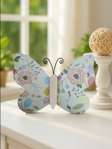 1pc Of Cute And Delicate Butterfly Theme Decorative Ornaments. These Butterflies Have Rich Colors, And Each Butterfly Is Equipped With Delicate Curled Antennae, Exuding A Simple And Charming Atmosphere. It Is Suitable For Nature Lovers And People Who Like Sweet Style Decorations. It Is Perfect For Display On Shelves, Desks Or Windowsills, Adding A Touch Of Natural Beauty And Sophistication To Any Space