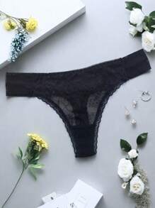 Sexy Lingerie Perspective Sexy Underwear Shorts, Internet Famous Beautiful Transparent Lace Flower Fashionable Underwear, Women's Mesh Transparent Sexy Thong Sexy Embroidered Bottom Exquisite Transparent Lace Interwoven With Fashionable Mesh, Outlining Sexy Patterns, Details Perfect For T Pants