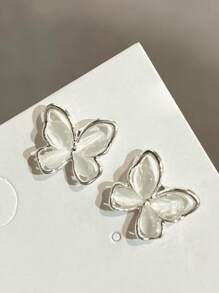 2pcs Delicate Butterfly Clip-On Earrings With Magnetic Closure, Secure, Cute & Suitable For Students And Ladies