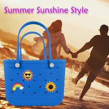 Encantos para accesorios, colgante para bolso de playa de PVC y goma con patrón decorativo y palabras para bolso de mano de playa