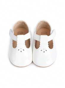1 Paio di Scarpe Principessa Piatte a Specchio Solid Color PU con Design a Gancio e Passante, per Bambine 0-1 Anni, Adatte per Primavera e Autunno
