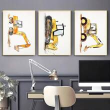 1 Stück Wandkunst Poster optional mit Rahmen Deko Konstruktions Zimmer Deko für Jungs - Kleinkind Jungen Zimmer Deko, Truck Wandkunst für Kinderzimmer, Auto Wandbilder Schlafzimmer Spielzimmer Deko, Fahrzeug Traktor Drucke Kinderzimmer Poster ohne Rahmen/mit Rahmen